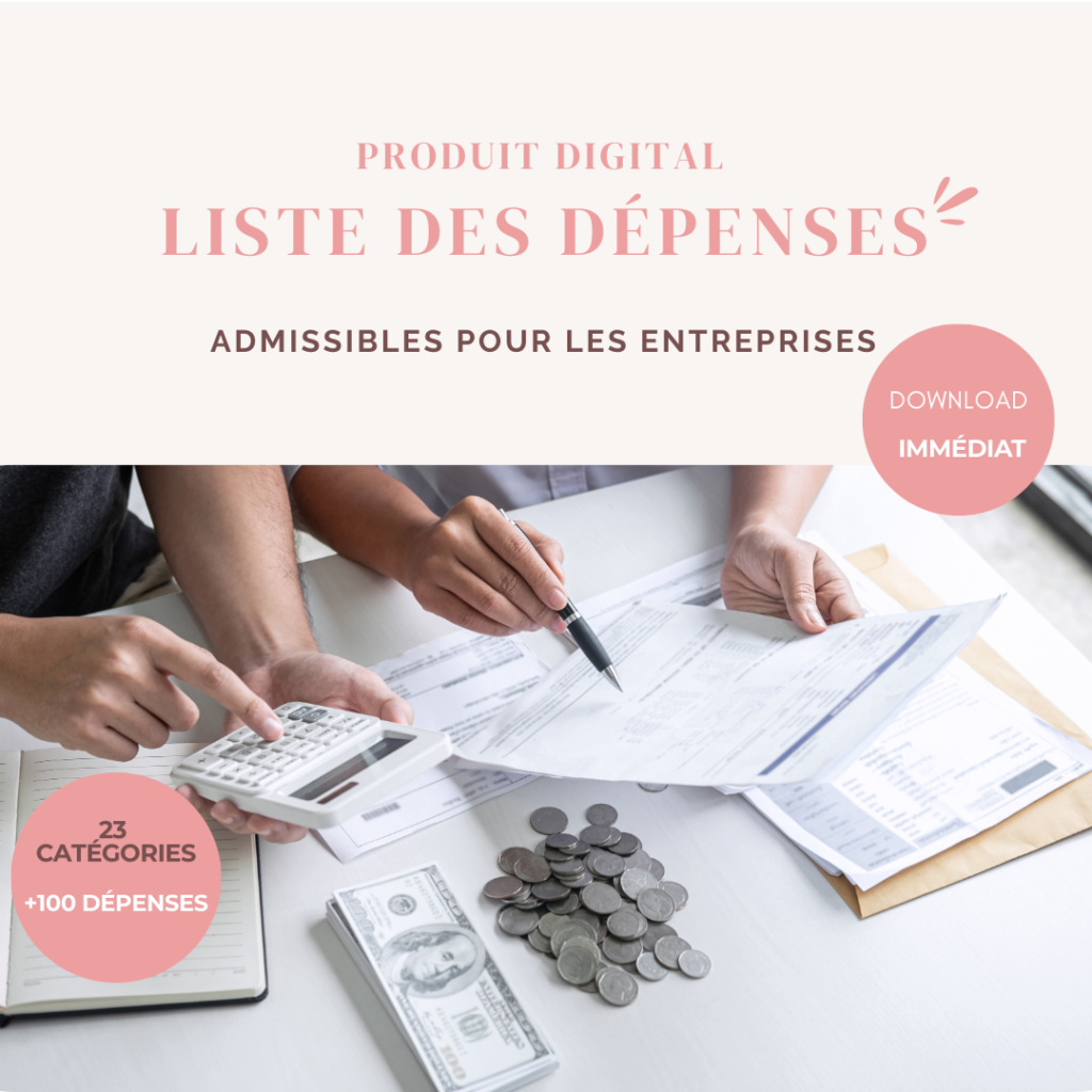 LISTE DES DÉPENSES ADMISSIBLES
